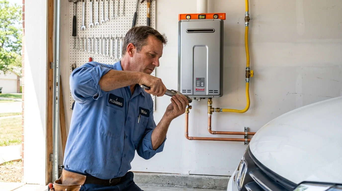 Tankless water heater installation by a Johns Plumbing LLC plumber in Minerva